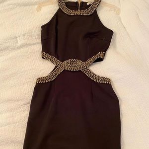 Black and gold cut out dress